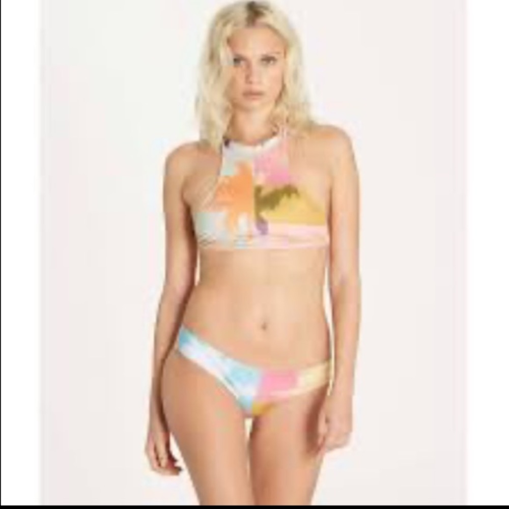 Billabong palm tree multicolor high neck bikini